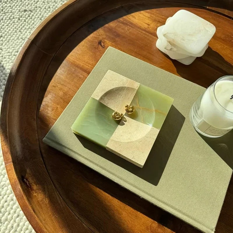 Vanity Home Decor - Jade Green Onyx Mosaic Jewelry Tray