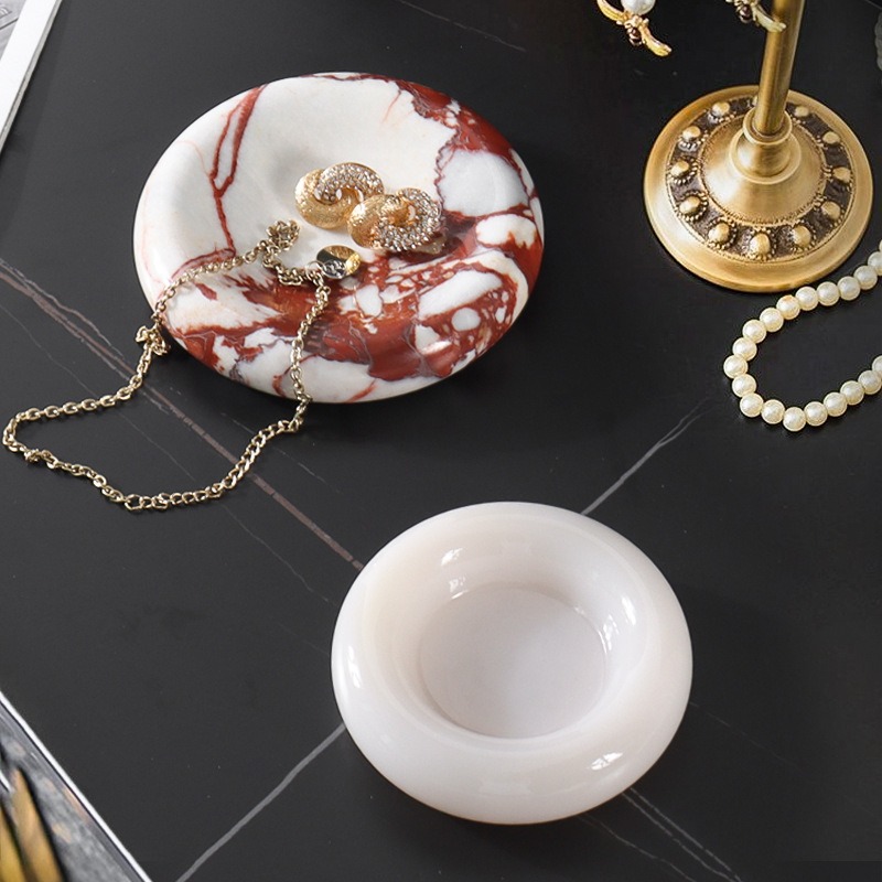 Vanity Home Decor - French Wabi Sabi Natural Marble Tray,