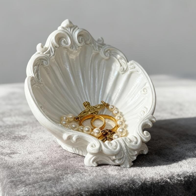Vanity Home Decor - Vintage Shell Shaped Embossed Jewelry Tray