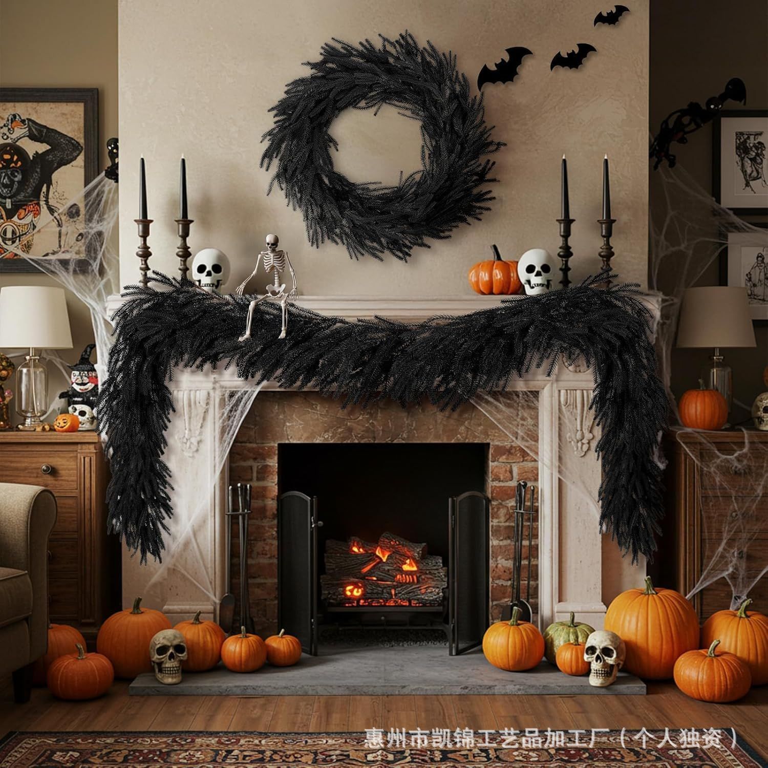 Black Norfolk Pine Halloween R - огляд і ціна Home Decor Garland