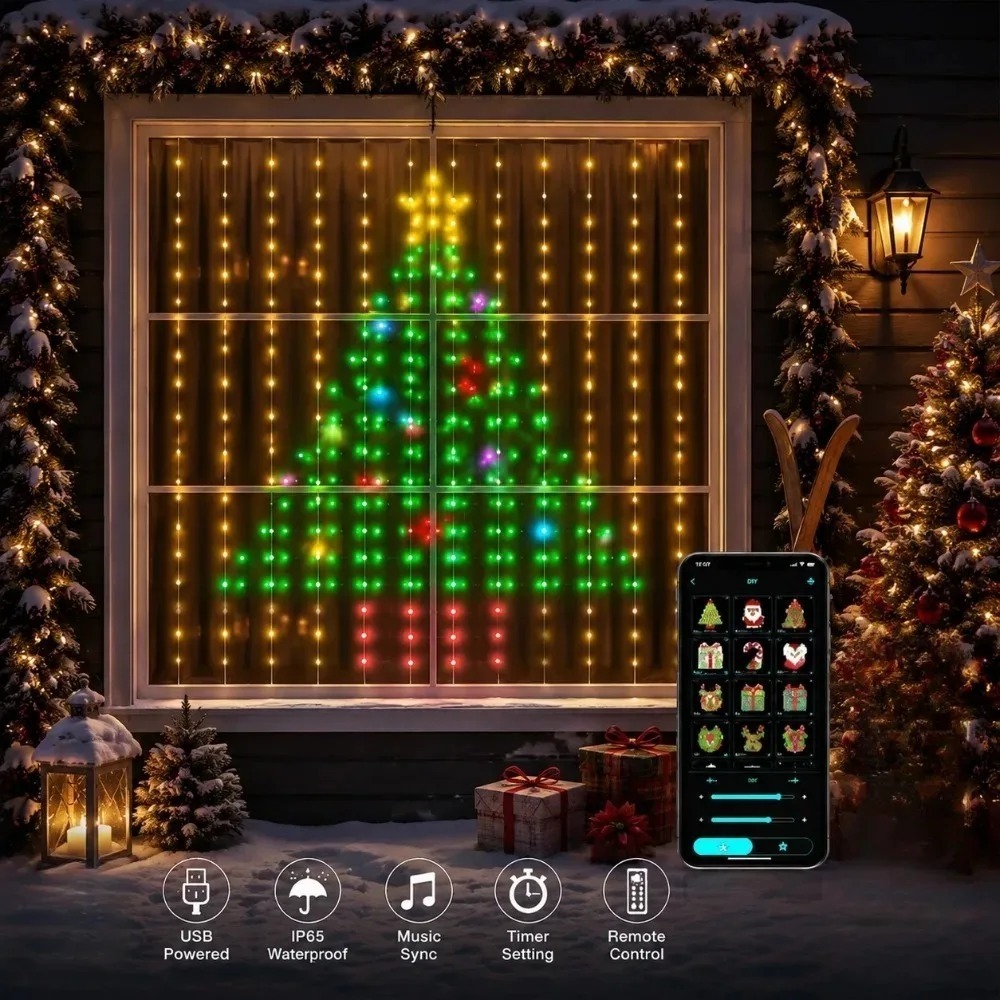 LED Pixel Curtain Lights Bluet - огляд і ціна Home Decor Lighting