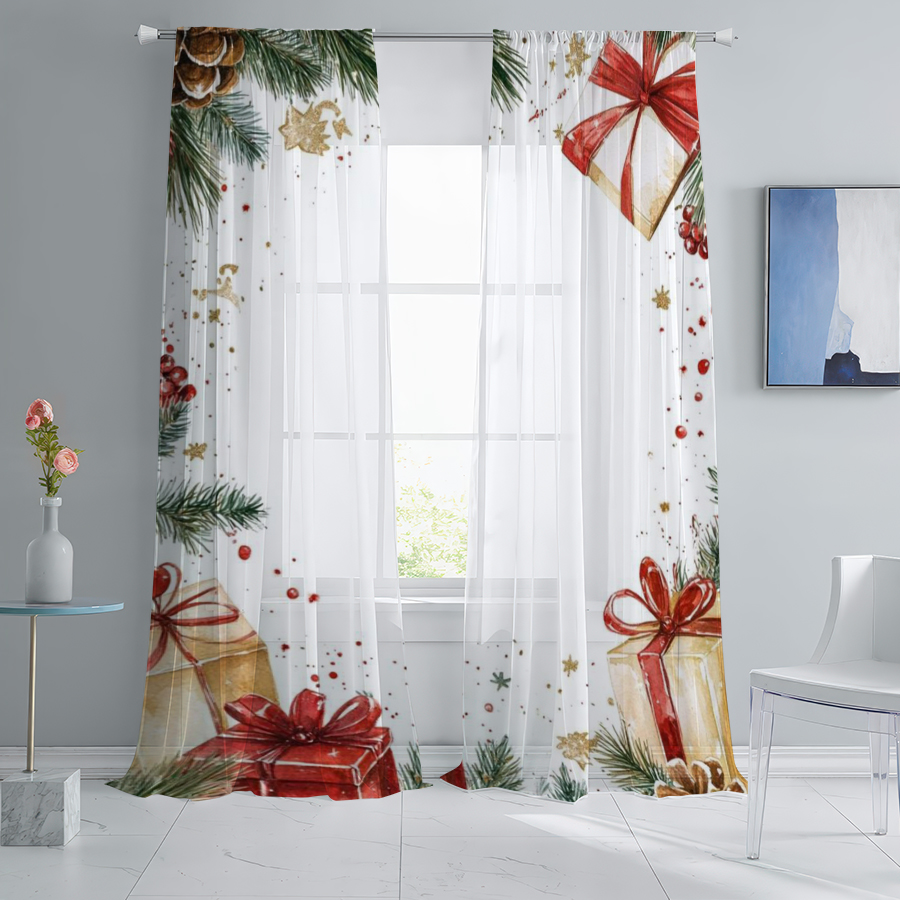 2PCS Christmas Sheer Curtains, - огляд і ціна Home Decor Garland