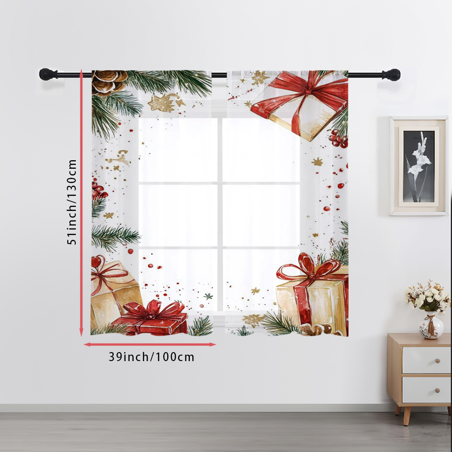 2PCS Christmas Sheer Curtains, - огляд і ціна Home Decor Garland