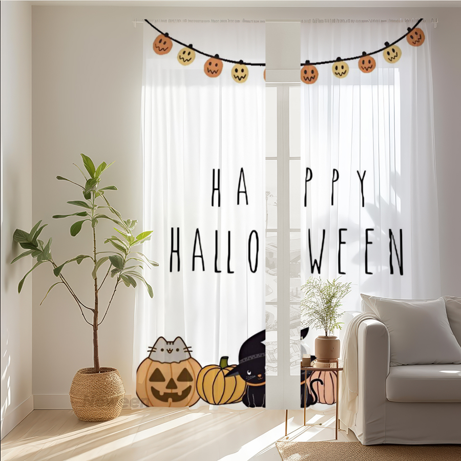 2PCS Digital Print Sheer Curta - огляд і ціна Home Decor Garland