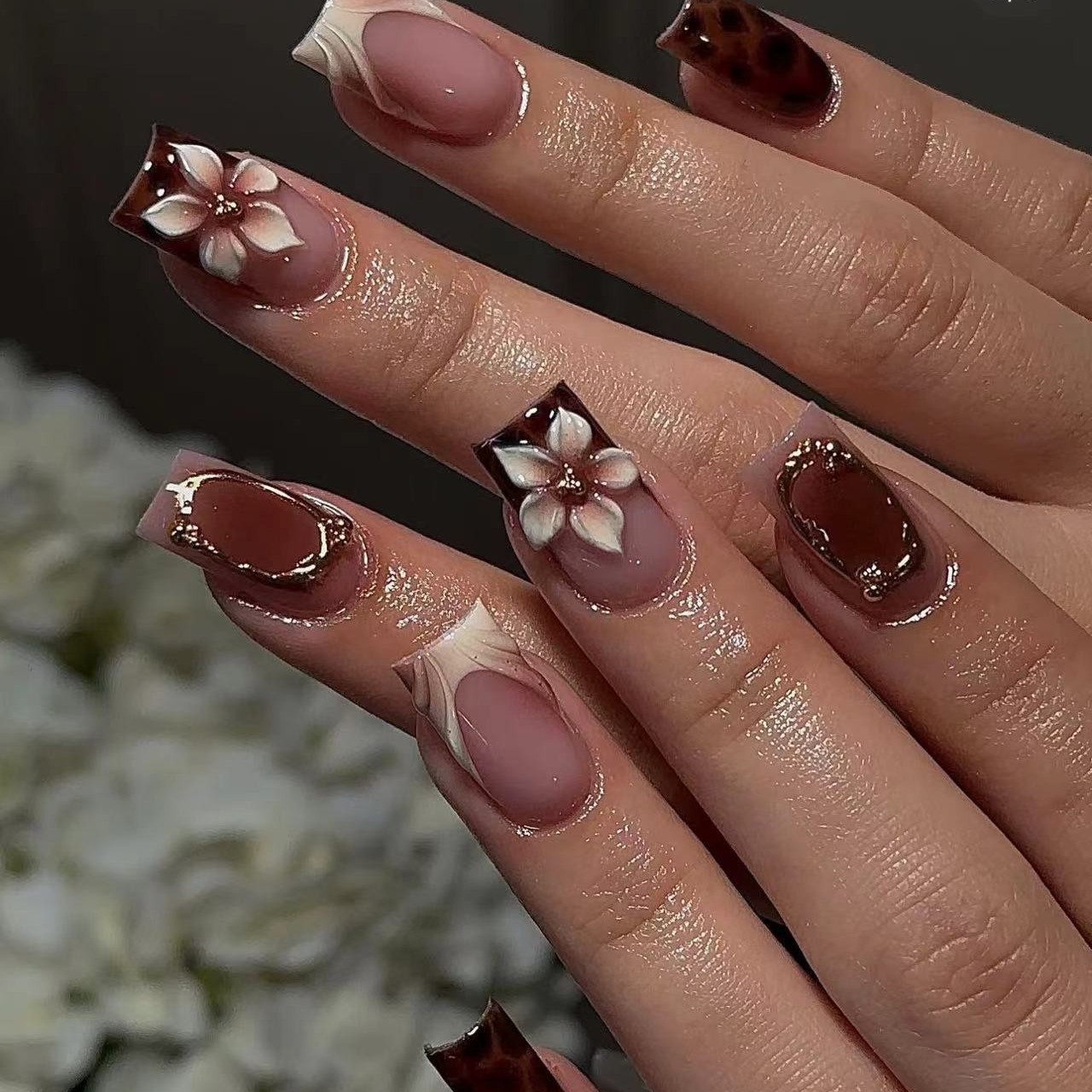 Short square fake nails for wo - огляд і ціна Pressed Flower Frame