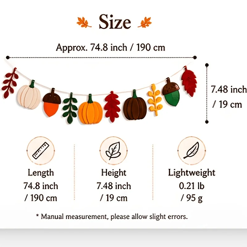 Fall Felt Garland Banner Pumpk - огляд і ціна Home Decor Garland
