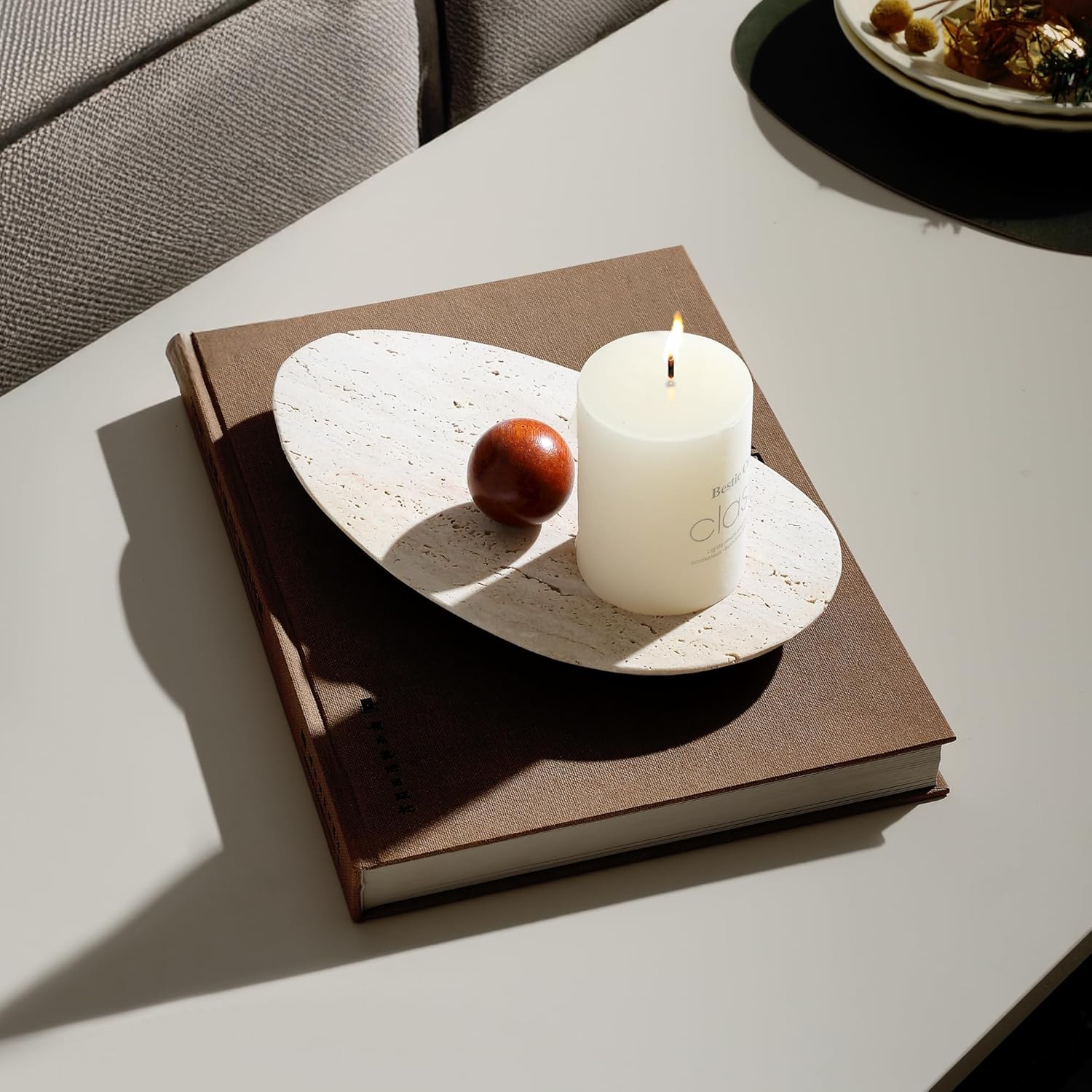 Travertine Vanity Tray for Bat - огляд і ціна Vanity Home Decor