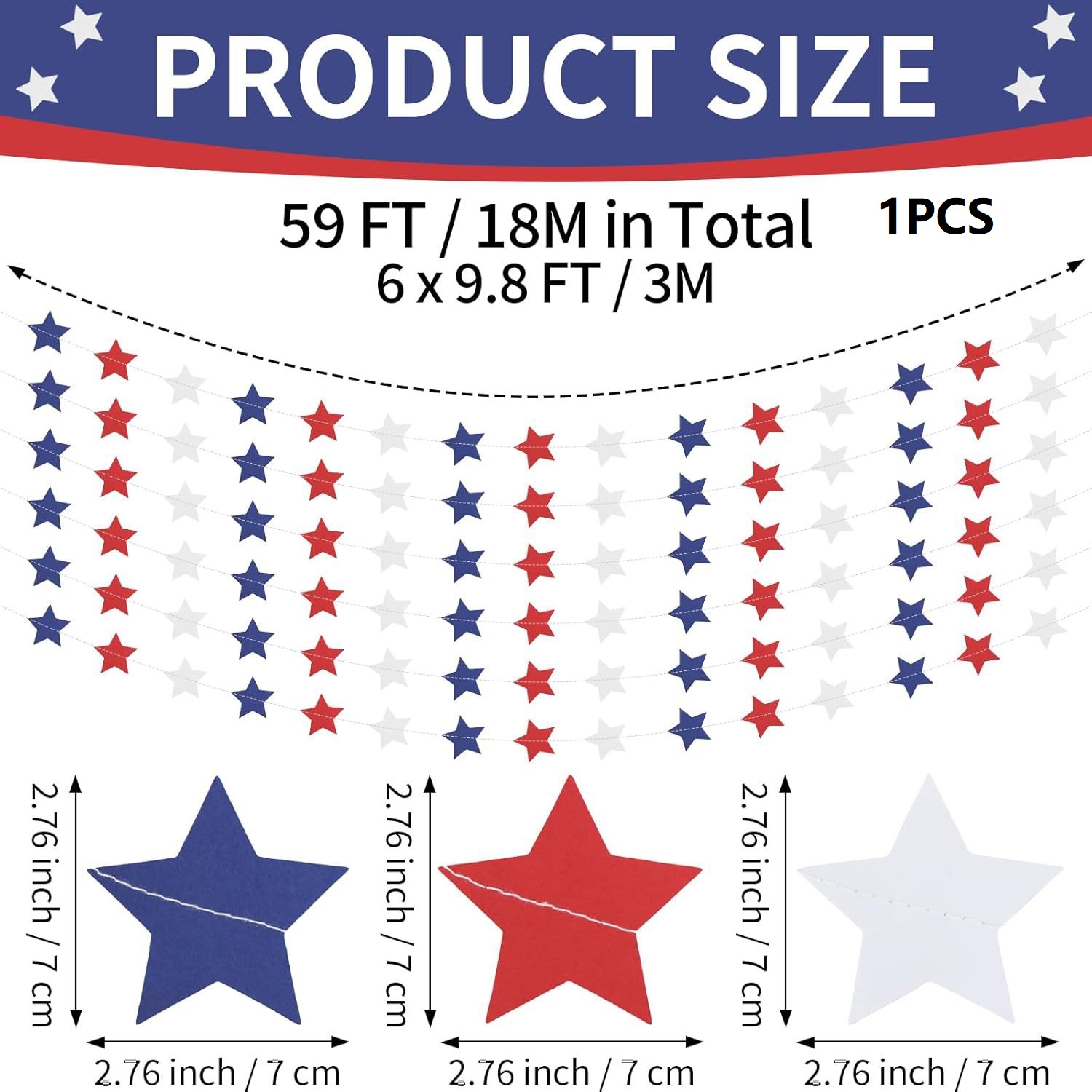 3M Red Blue Silver Paper Star  - огляд і ціна Home Decor Garland